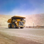 Huge large dump truck at an open-pit copper mine in Chile.